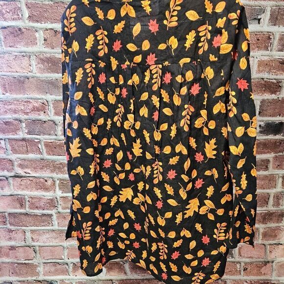 Women's COLLECTIONS ETC Fall Leaves Button Down Top Large - Picture 6 of 7